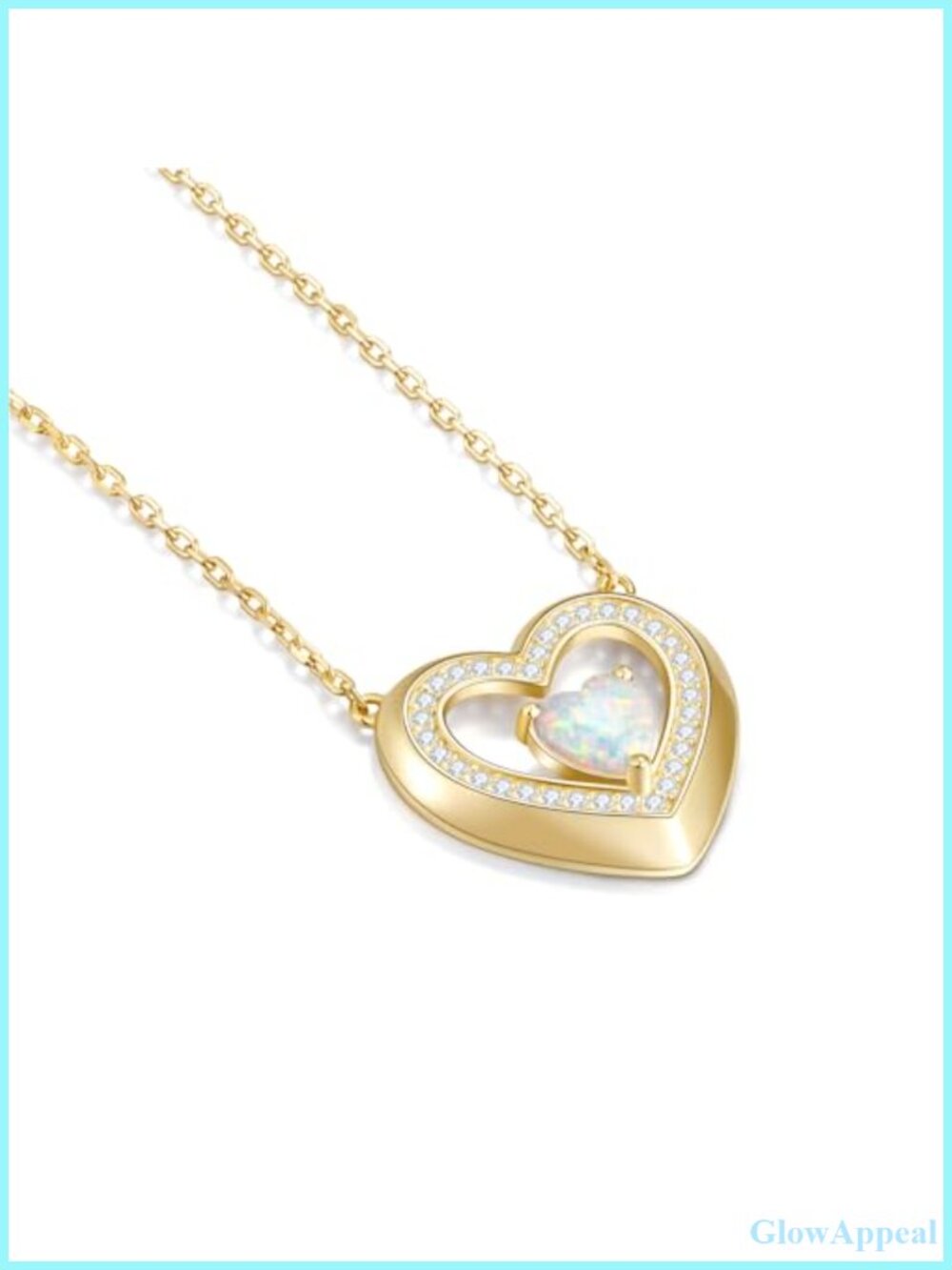 Heart Birthstone Pendant Necklace 14K Gold Plated 925 Sterling Silver